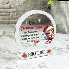 Brother Cute Little Angel Christmas Memorial Gift Snowglobe Keepsake Plaque