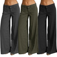 Women's Low Waist Wide Legged Pants Laides Straight Leg Trousers^&^