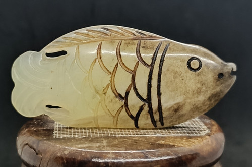 Antique jade hetian fish - hetian,