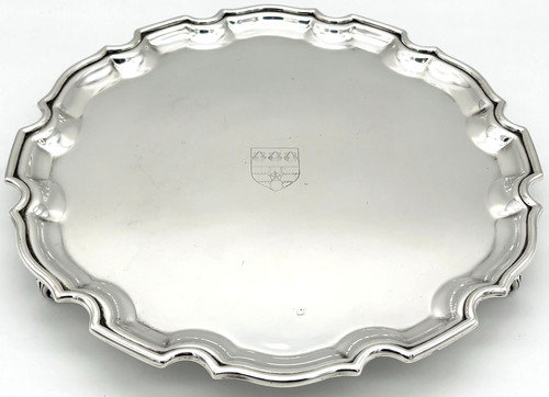 Silver plate salver tray - silver,
