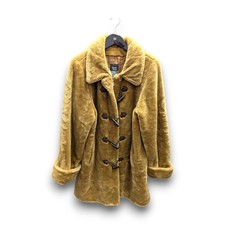 Vintage Women's DENNIS BASSO Brown Faux Fur Hooded Duffle Coat Size L - A20