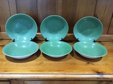 Poole Pottery TwinTone Dark Green 6 Bowls 19.5cm