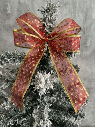 Red gold christmas bow tree - gold,