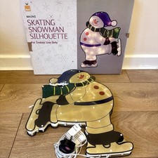 B&Q Christmas Skating Snowman Silhouette Indoor Window Display Light - Working