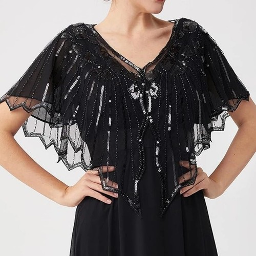 Women 1920s shawl sequin wraps - 1920s,