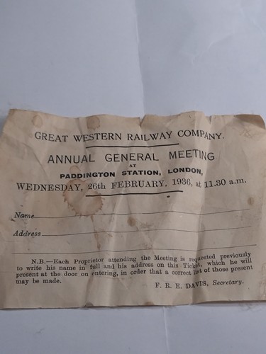 Great western railway agm - railway,