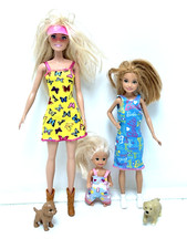 Barbie Stacie Chelsea With Pet Dogs Bundle Clothed Fashion Collectible Dolls