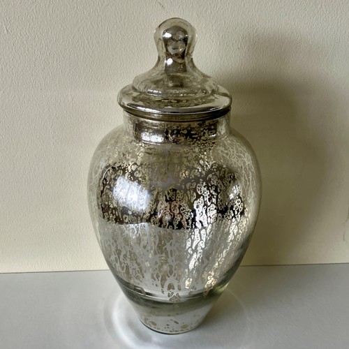 Mercury glass silver urn - mercury,