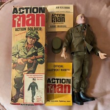 Vintage 1964 Action Man Action Soldier with box  and all original parts.