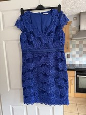 Ladies Jacques Vert Royal Blue Lace Dress Size 16 & New look Matching Bag