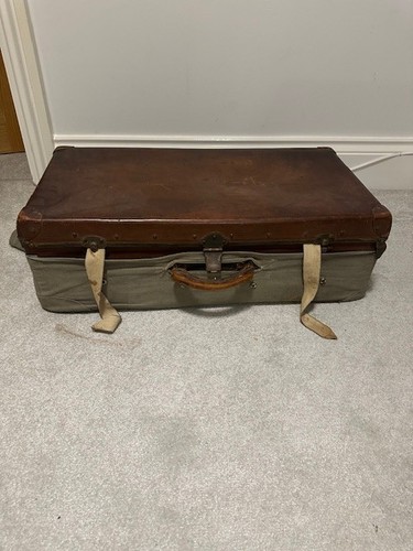 Old vintage leather suitcase - old,