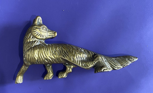 Brass fox figurine statue - fox,