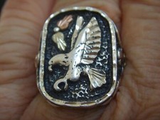 Vintage Black Hills Sterling Silver & 12K Gold native american Eagle Ring size R