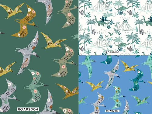Roar dinosaurs cotton fabric - roar,