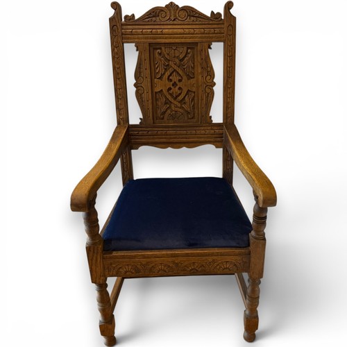 Vintage carved oak armchair - vintage,