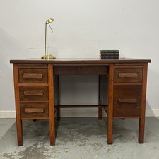 Vintage Oak Pedestal Desk with