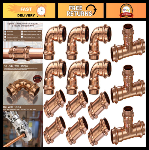 Copper press fittings set - copper,