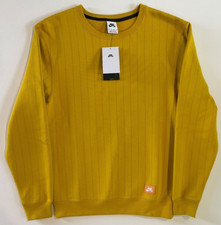 Nike SB Adult Unisex Skate Crew Sweatshirt Yellow Striped DH2636-743 Size XS NWT