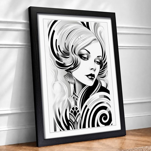 Art deco woman line 2 - art,