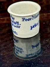 1890’s BLUE TRANSFER Ointment Pot from THE STRAND, from Bridport (K451)