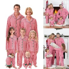 Christmas Stripe Pyjamas Family Matching PJs Womens Mens Kids Baby Dog Nightwear