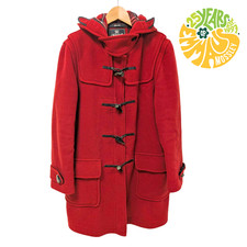 Womens Gloverall Duffle Coat Red Wool Winter Warm Tartan Lined Size 36 UK 12 B47