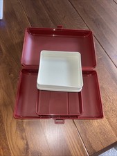 Vtg Tupperware Burgundy Personal bento lunchbox Travel Makeup Case Tuppercraft 