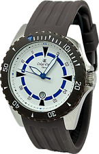 Oskar Emil Classic NOVARA Sturdy Mens S. Steel Watch W Date BROWN Silicone Strap