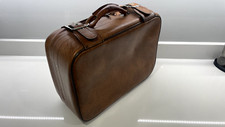 Vintage Style Tan Faux Leather Travel Suitcase approx 20x35x45cm