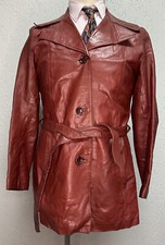 Vintage 1970s Women’s Red Leather Jacket Western Disco Belted European Medium