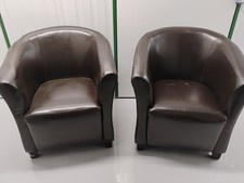 Stylish Leather Armchair Pair