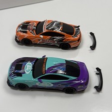 Scalextric 1:32 Drift Cars Pair Orange/Blue Ford Mustang GT4
