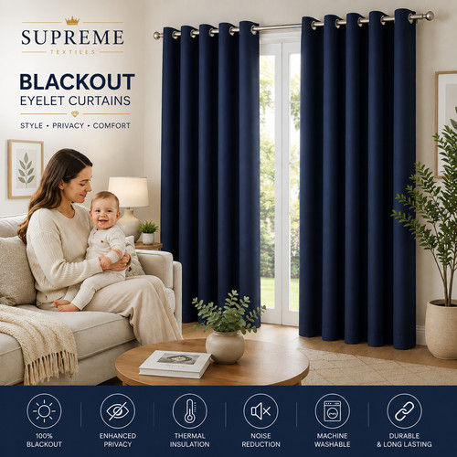 Blackout eyelet plain curtains - plain,