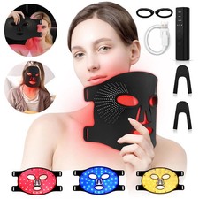 3 LED Light Photon Therapy Face Neck Mask Rejuvenation Skin Wrinkles Anti-aging