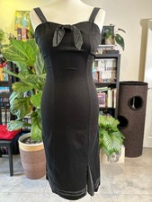 Living Dead Souls, Pencil Wiggle Dress, Black White Polka Dot Detail, UK10/Small