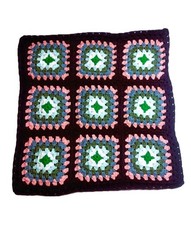 Crochet Handmade Cushion Cover Vintage Style Floral Burgundy Colour 15.5"/15"