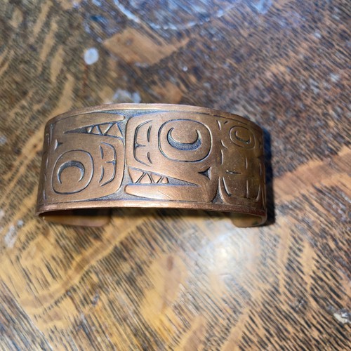 Vintage engraved copper cuff - vintage,
