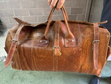 VINTAGE LARGE CLASSIC LEATHER WEEKEND TRAVEL HOLDALL BAG