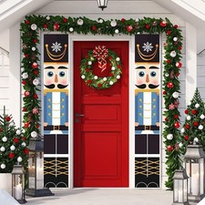 Festive Fix Nutcracker Christmas Banner Set Pack of 2 Life-Size Nutcracker Door