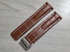 22mm Light Brown Leather Watch Strap Band For Breitling Watches