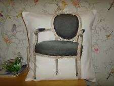 NEW MADE IN ANTIQUE CHAIR DESIGN  FABRIC CUSHION COVER for 16in pad WHITE BLACK