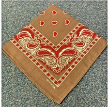 Brown Red Paisley Bandana Head Neck Scarf Wrist Wrap Head Tie Hair Band Cowboy