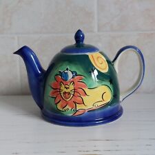 Whittard Of Chelsea Teapot Hand Painted Circus Animals Elephant Lion Blue