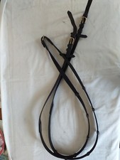 56" F/S BLACK ENGLISH CONTINENTAL REINS WITH GOLD COLOURED FITTINGS