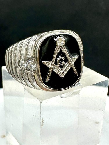 Mens silver masonic ring - mens,