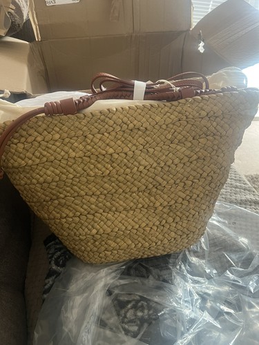 Vegan natural straw bag - natural,