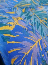 Jim Thompson Thai Silk Material 250cm X 95cm Blue Green Gold