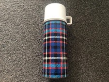 Vintage Vacco Brand Thermos Flask Bottle For Camping Made In England Tartan 