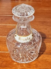 Royal Brierley Crystal Honeysuckle Brandy Decanter Round Squat Stopper Vintage