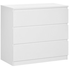 HOMCOM Chest of Drawers, 3 Drawer Storage Cabinet Unit for Bedroom, White